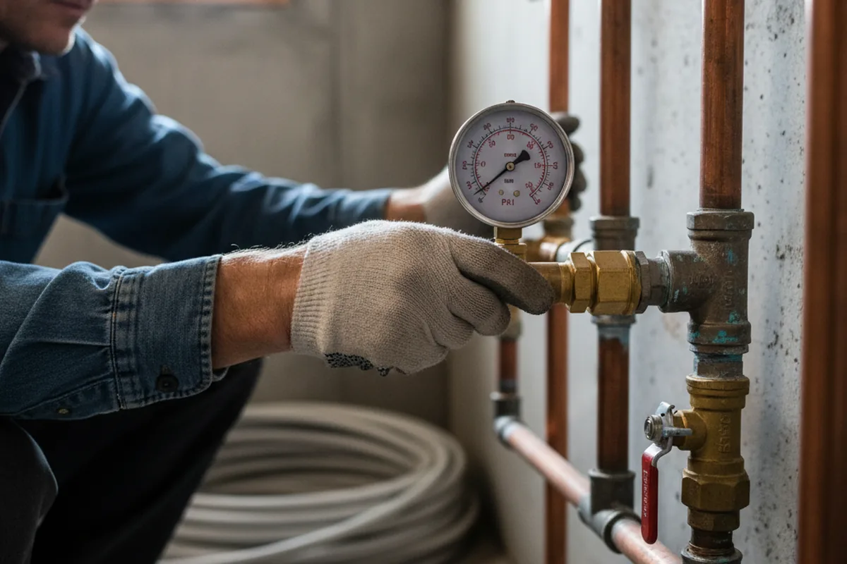 Pressure testing a repaired line during Water Line Repair in Lake Arrowhead